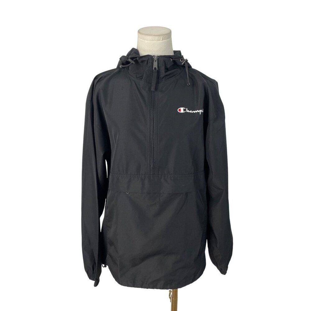 Champion Women’s Black Packable Hooded & Water Resistant Rain Jacket Sz S